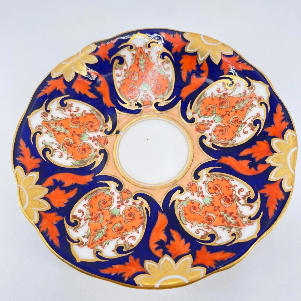 Aynsley Imari Teacup Saucer Set Blue Orange Gold Gilt 6879 Bone China England